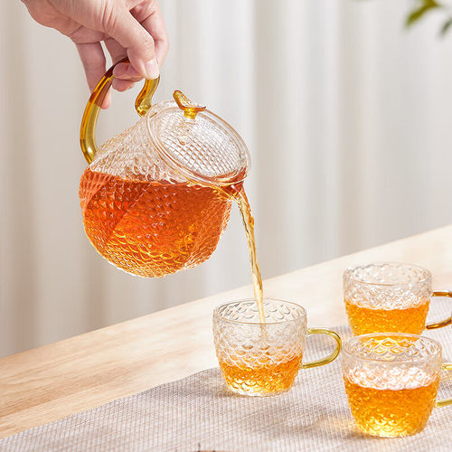 康宁餐具耐热玻璃茶具家用透明茶壶茶杯高颜值花茶壶