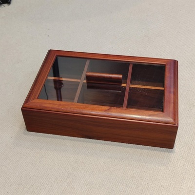 花梨长方形木独板六格糖果盒桌面分格首饰收纳盒格子可拆卸