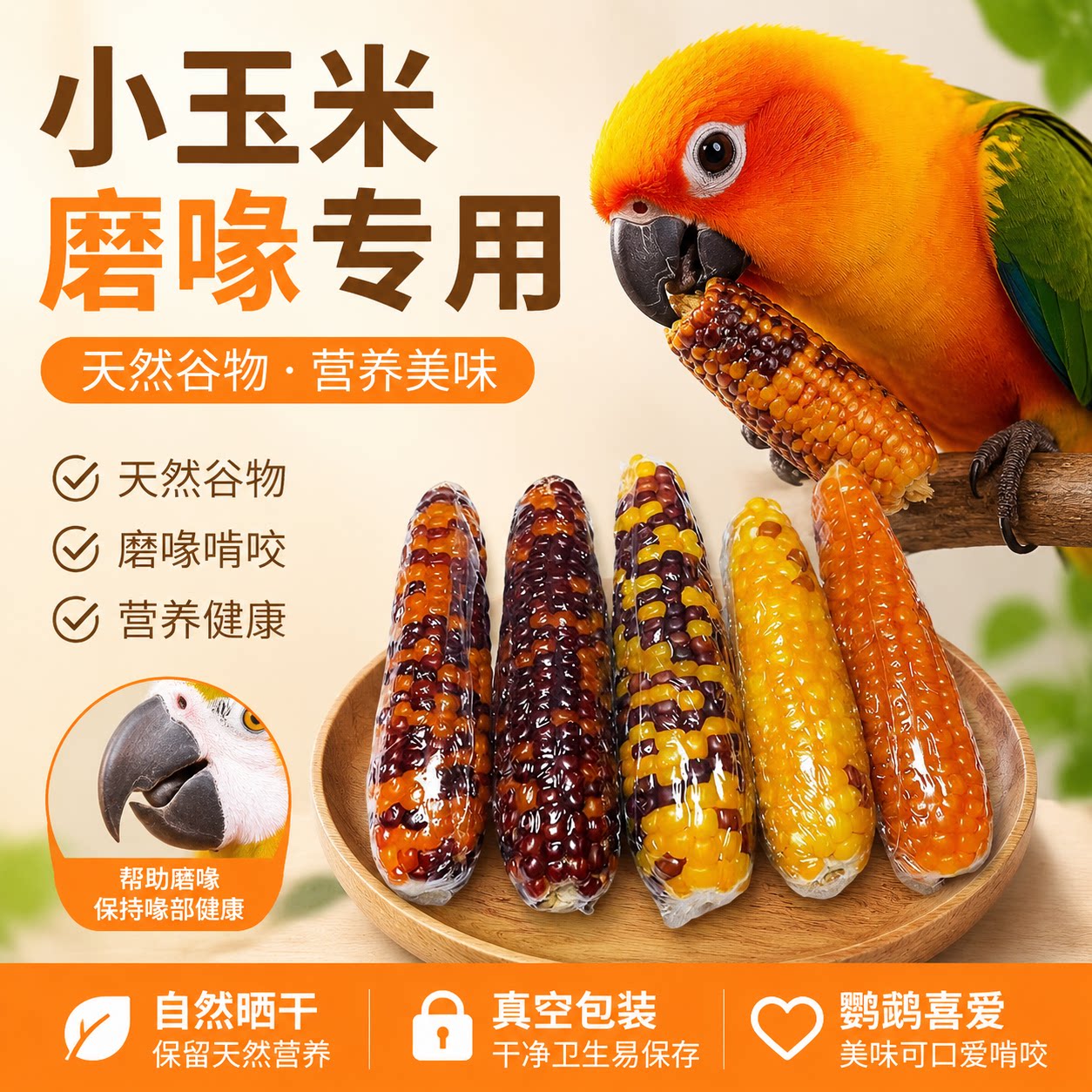 鹦鹉磨喙小玉米谷物零食棒虎皮牡丹玄凤啃咬粮玩具用训练奖励专用