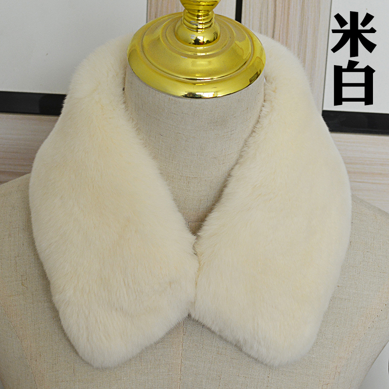 整皮獭兔毛领子保暖真皮草小方领