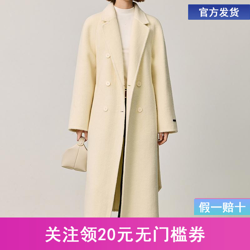 【商场同款】LILY冬新款女装绵羊毛羊驼毛高级双面呢大衣外套