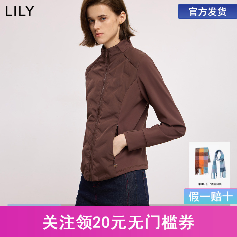 LILY2025冬新款复古轻薄90鹅绒修身百搭通勤羽绒服外套内胆女短款