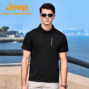 Jeep Xtreme Performance户外高端男士短袖POLO衫防晒UPF50+短袖