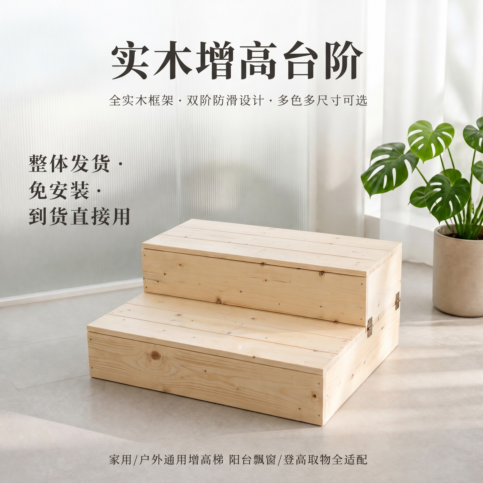 定制实木双层楼梯增高脚踏板