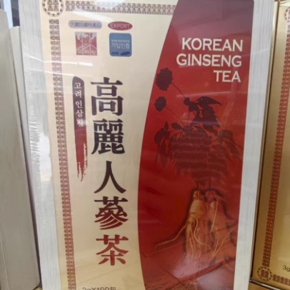 2025新品包邮进口韩国高丽人参茶3gx100小包浓缩人参颗粒茶木盒