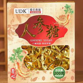 2025新品包邮UDK优之良品人参糖200g*2盒清凉清爽润喉糖零食年货
