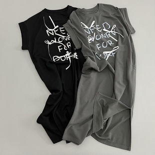 再多肉也别怕宽松蝴蝶结小飞袖连衣裙T恤夏季百搭色系圆领短袖女