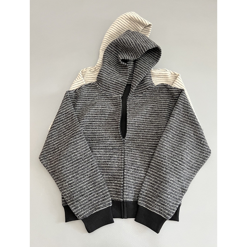 连帽通勤条纹秋冬宽松型美式卫衣