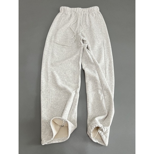 狠心动加绒加厚抽绳休闲裤女秋冬新款宽松显瘦百搭直筒阔腿长裤子
