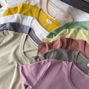 闭眼入的款！良心推荐麻纱棉短袖圆领百搭多色女T恤上衣包邮