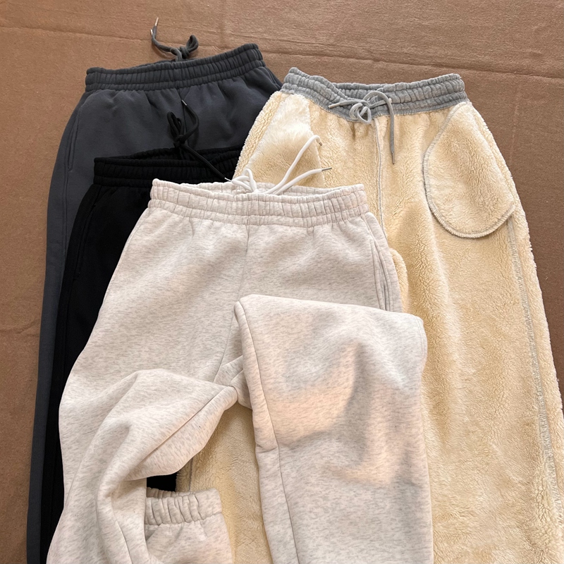 自然腰休闲风九分加绒卫裤