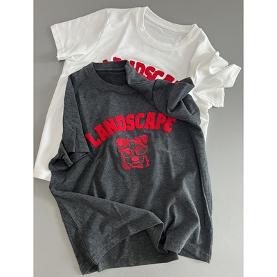 休闲风圆领毛巾绣刺绣小狗短袖女