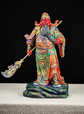 关公摆件实木雕工艺品家居装饰玄关隔断摆设关羽二爷关圣帝君神像