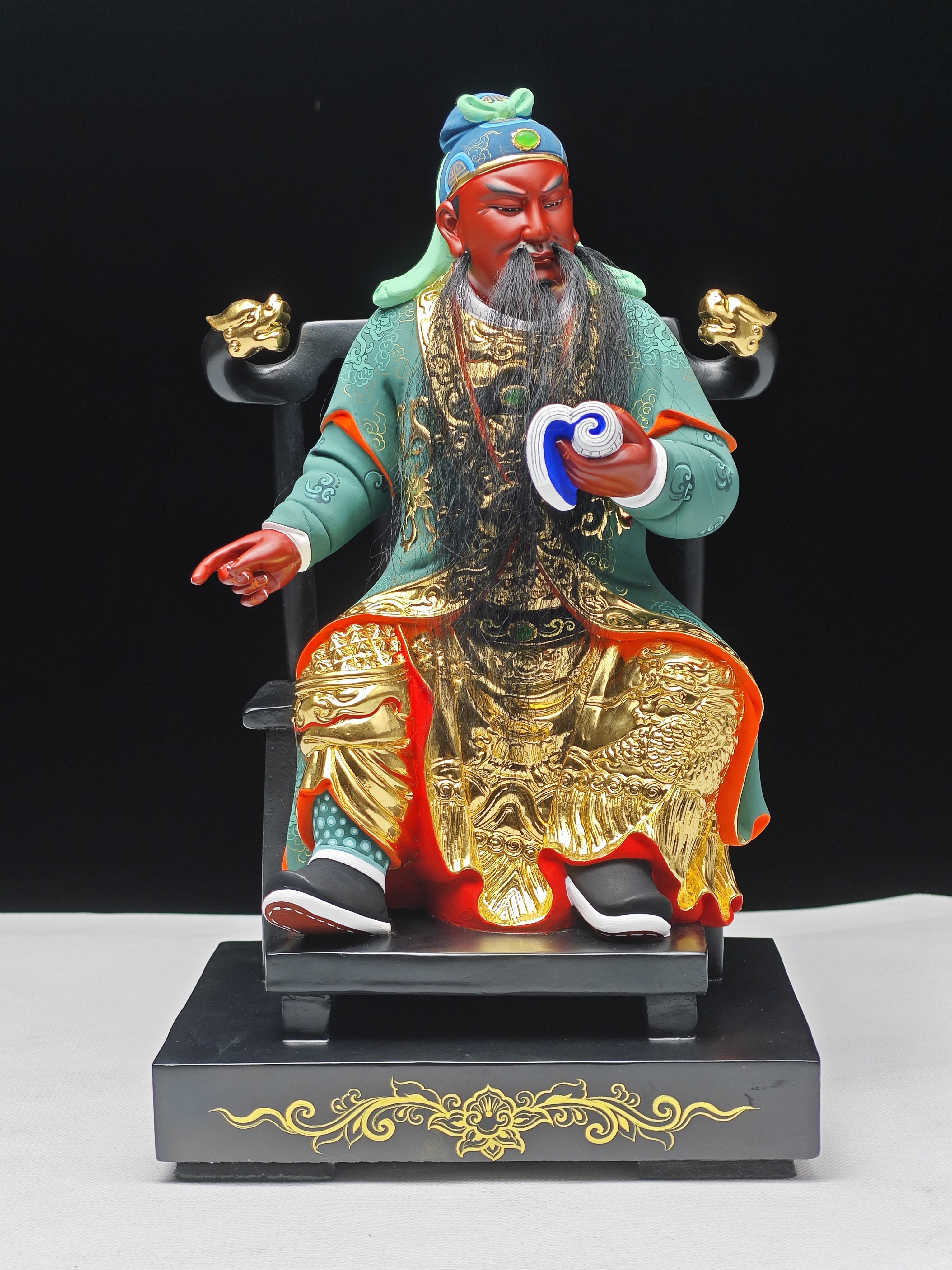 关公神像摆件仿清代古体武财神关二爷佛像家居玄关装饰品手工雕刻