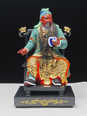 关公神像摆件仿清代古体武财神关二爷佛像家居玄关装饰品手工雕刻