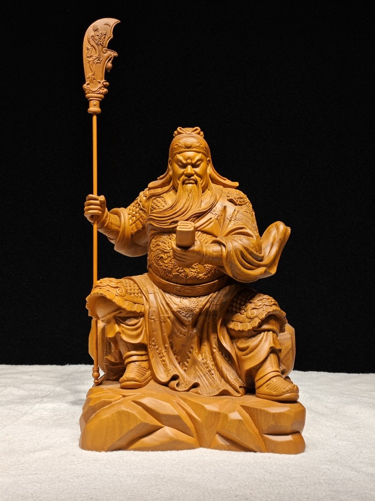 关圣帝君神像木雕摆件实木关公二爷客厅家用家居装饰玄关精品手工