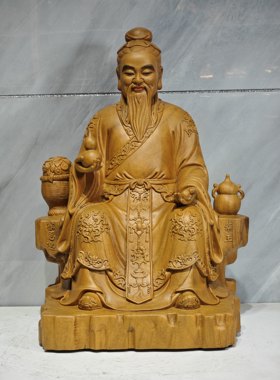 药王菩萨孙思邈木雕神像摆件悬壶济世药圣孙思邈家居玄关装饰艺术