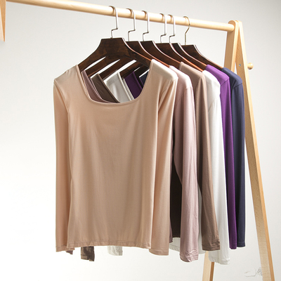 薄款莫代尔女长袖低领T恤