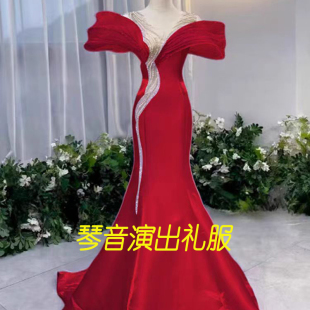 定制新款民族声乐考级演出服女舞台表演学生艺考高端大气独唱礼服