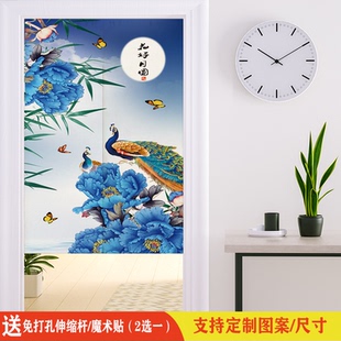 定制室内纱门帘柜门遮挡隔断布艺卫生间中国风棉麻卧室厨房家用