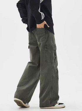 一只卷毛羊矮个子复古美式工装裤高级感宽松直筒阔腿休闲裤