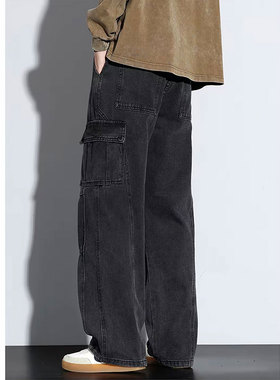 小马家2025年秋冬新品矮个子美式复古高街工装直筒厚实牛仔裤