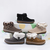 在售110$外贸尾货真皮勃肯鞋 软木拉链加绒保暖东北棉鞋 男女雪地靴