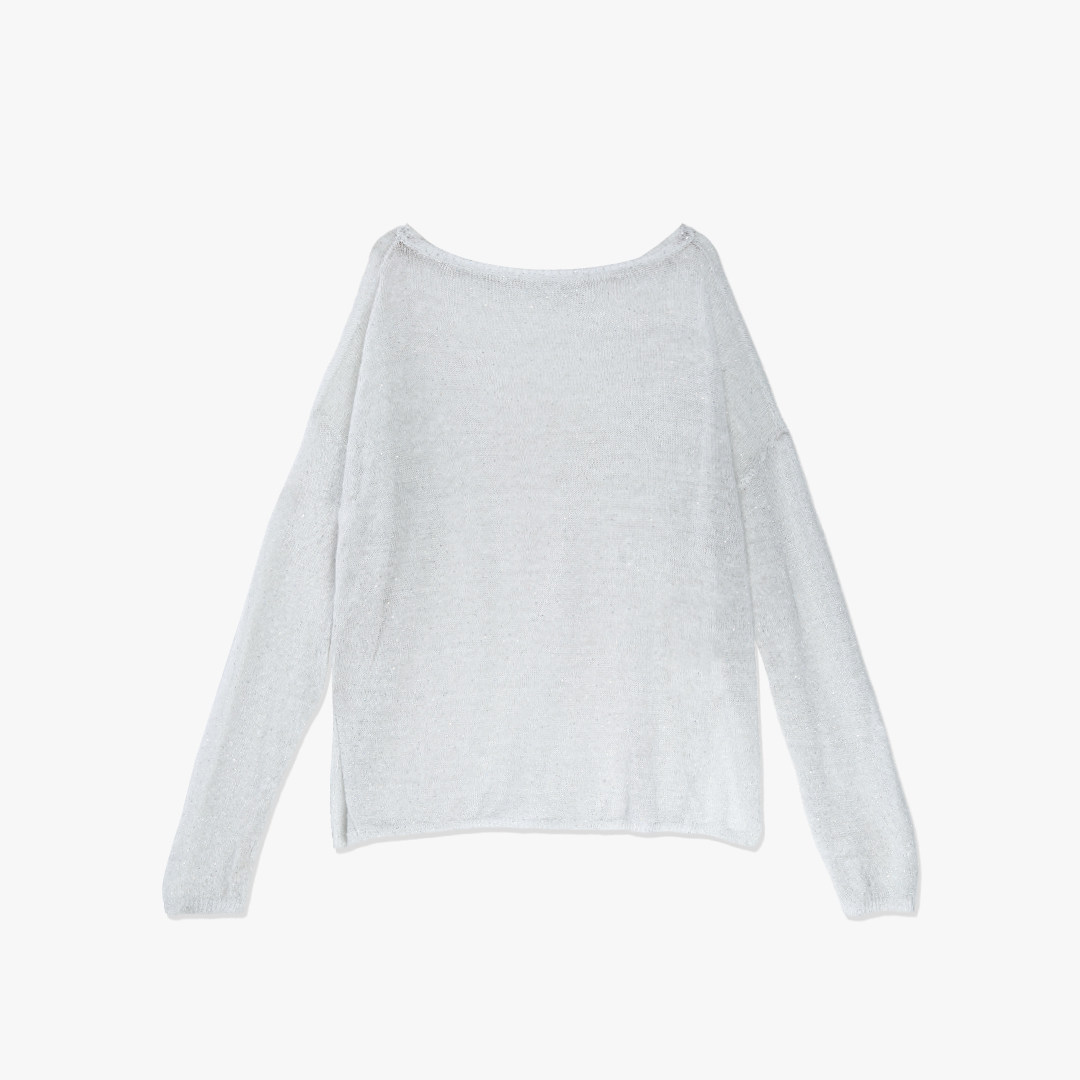 菠萝宝宝yuna【觅良】100亚麻亮片镂空套头衫T恤上衣YE24