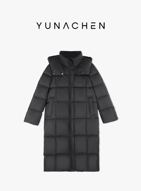 菠萝宝宝yuna【迟雾】90白鹅绒连帽长款羽绒服超大充绒量YL12