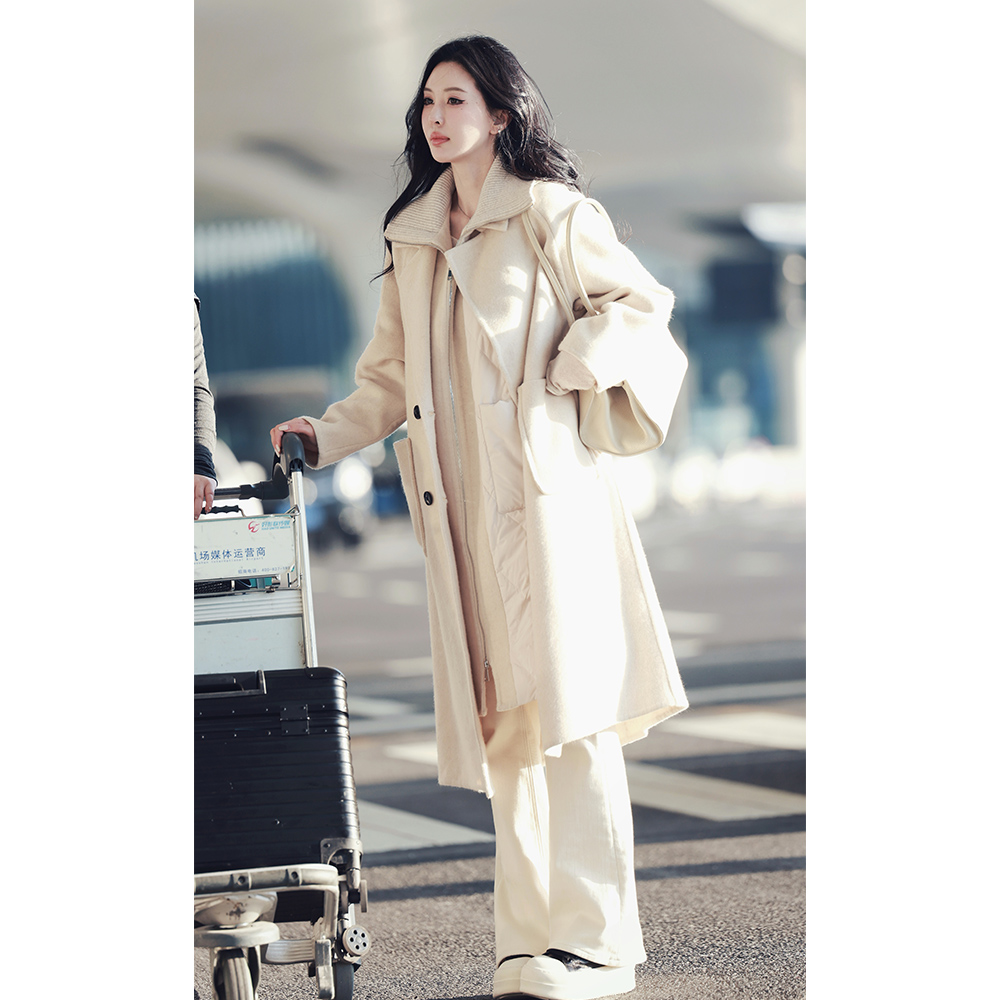 菠萝宝宝yuna【时髦聚焦】真两件长山羊绒大衣+90白鹅绒内胆马夹
