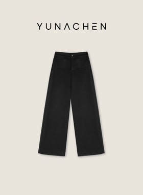 菠萝宝宝yuna【暖热氧气】双竖口袋加绒款黑色简约百搭休闲裤YL12