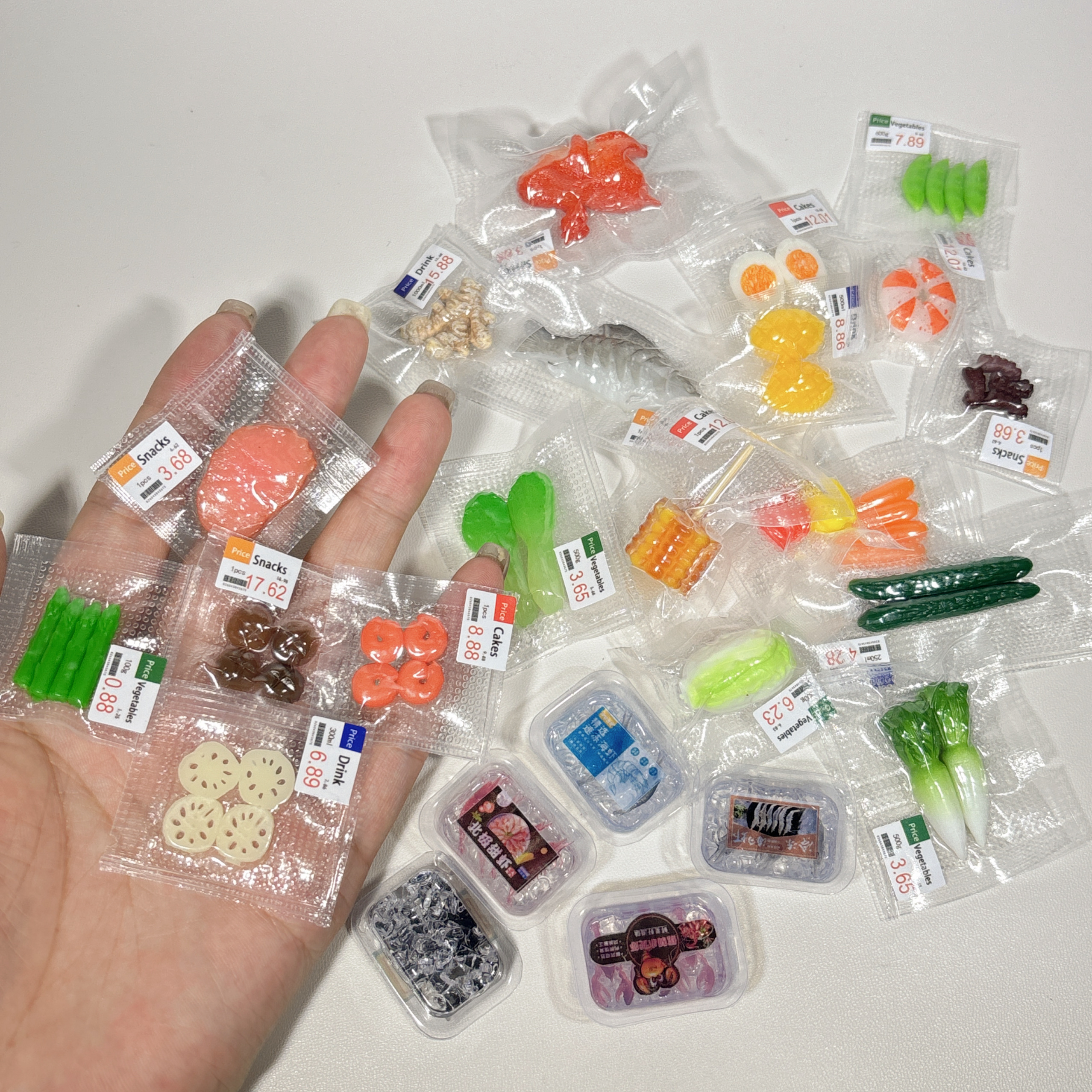 微缩蔬菜瓜果真空装仿真海鲜盒 娃娃屋冰箱食玩摆设 仿真拍摄道具