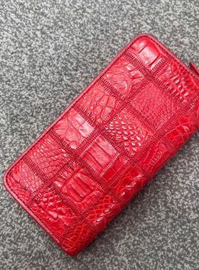 新款鳄鱼皮男女钱包黑色红色棕色男女通用鳄鱼爪手拿包尺寸19com