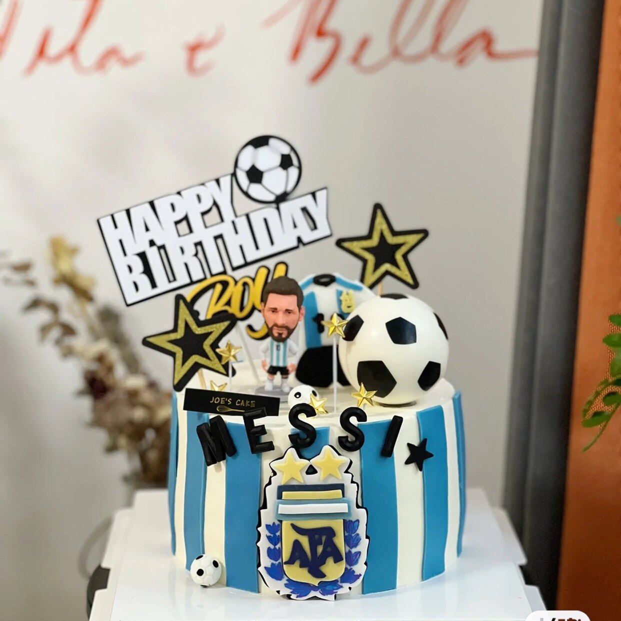 世界杯蛋糕装饰摆件梅西足球巨星球迷烘焙甜品台