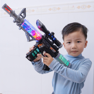 儿童发光电动齿轮玩具枪M416黑色2 男孩宝宝 3岁6玩具手枪长55新款