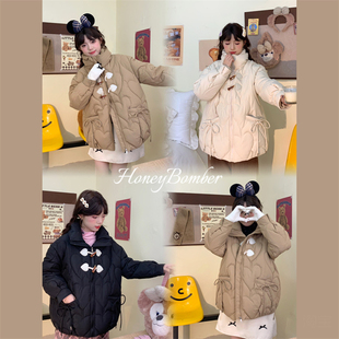 甜美少女牛角扣短款 甜心轰炸机 羽绒棉服女早春保暖加厚棉衣外套