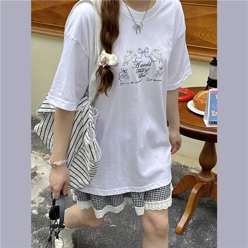 减龄少女感蝴蝶结短袖T恤
