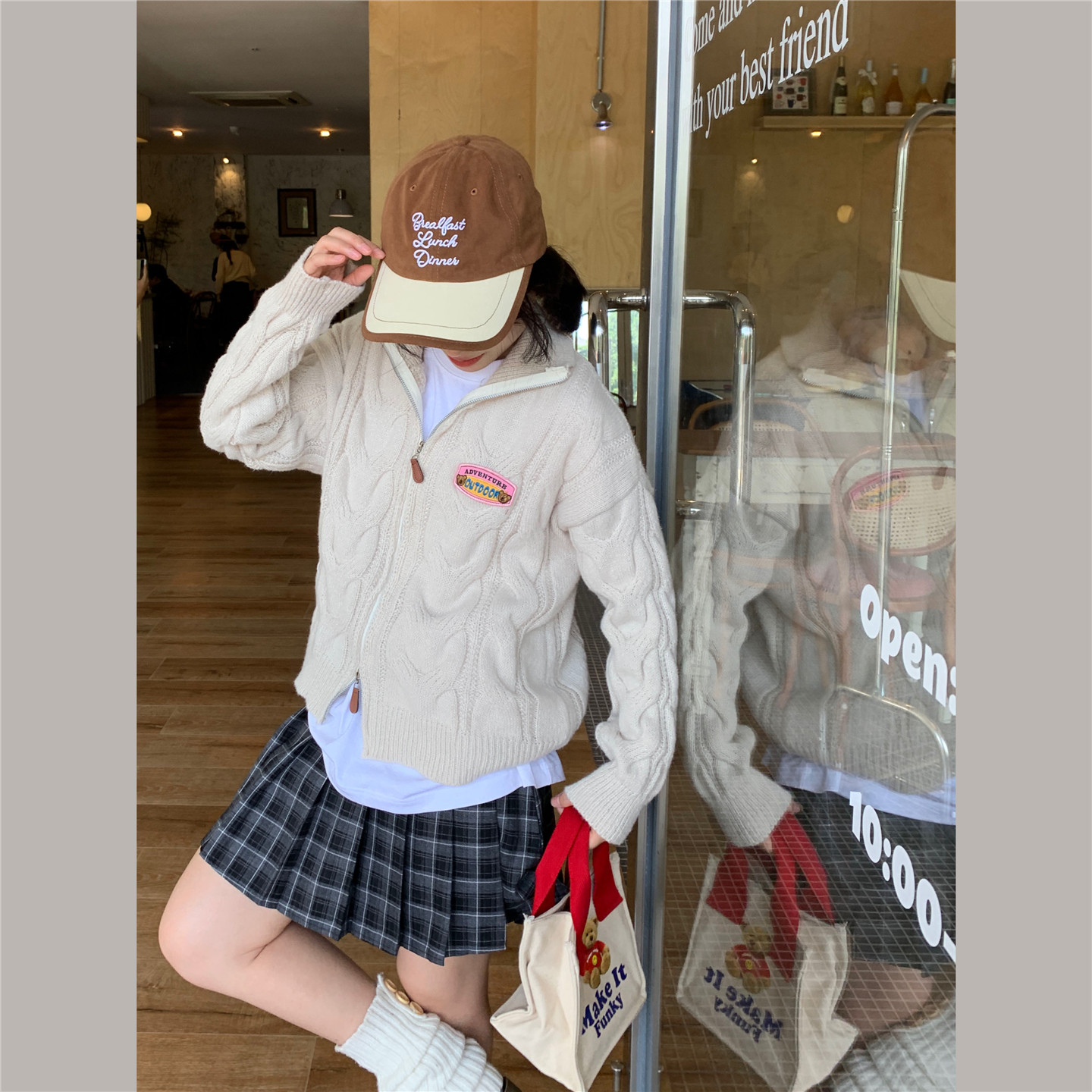 复古慵懒休闲拉链开衫毛衣上衣女