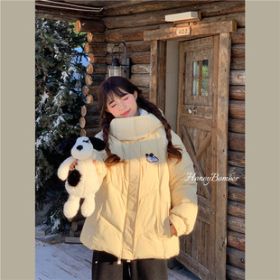 甜心轰炸机秋冬季 气可爱小狗连帽棉服女休闲宽松棉衣外套 美式 元