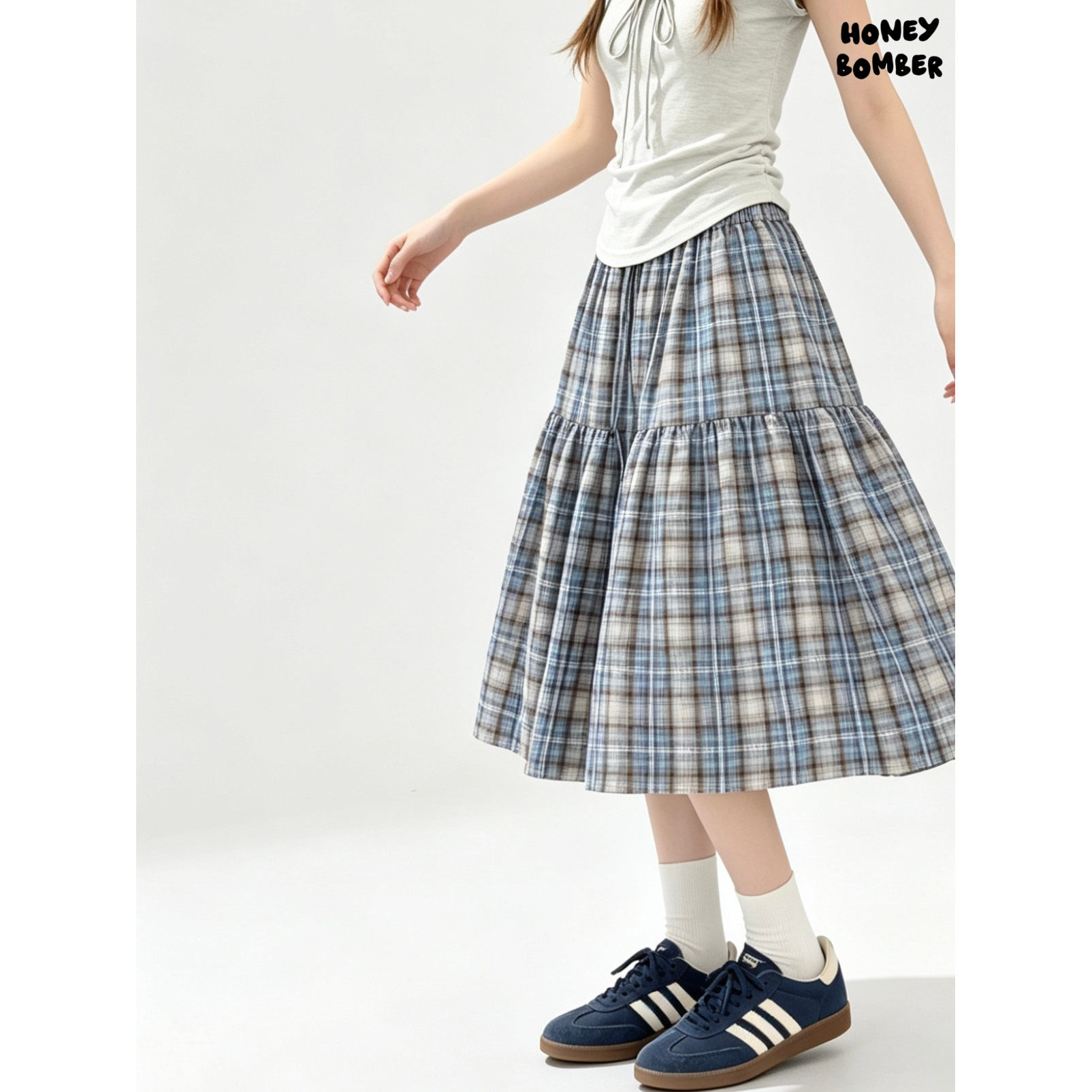 少女y2k格纹日系制服半身裙女秋季高腰显瘦宽松休闲百搭A字长裙子