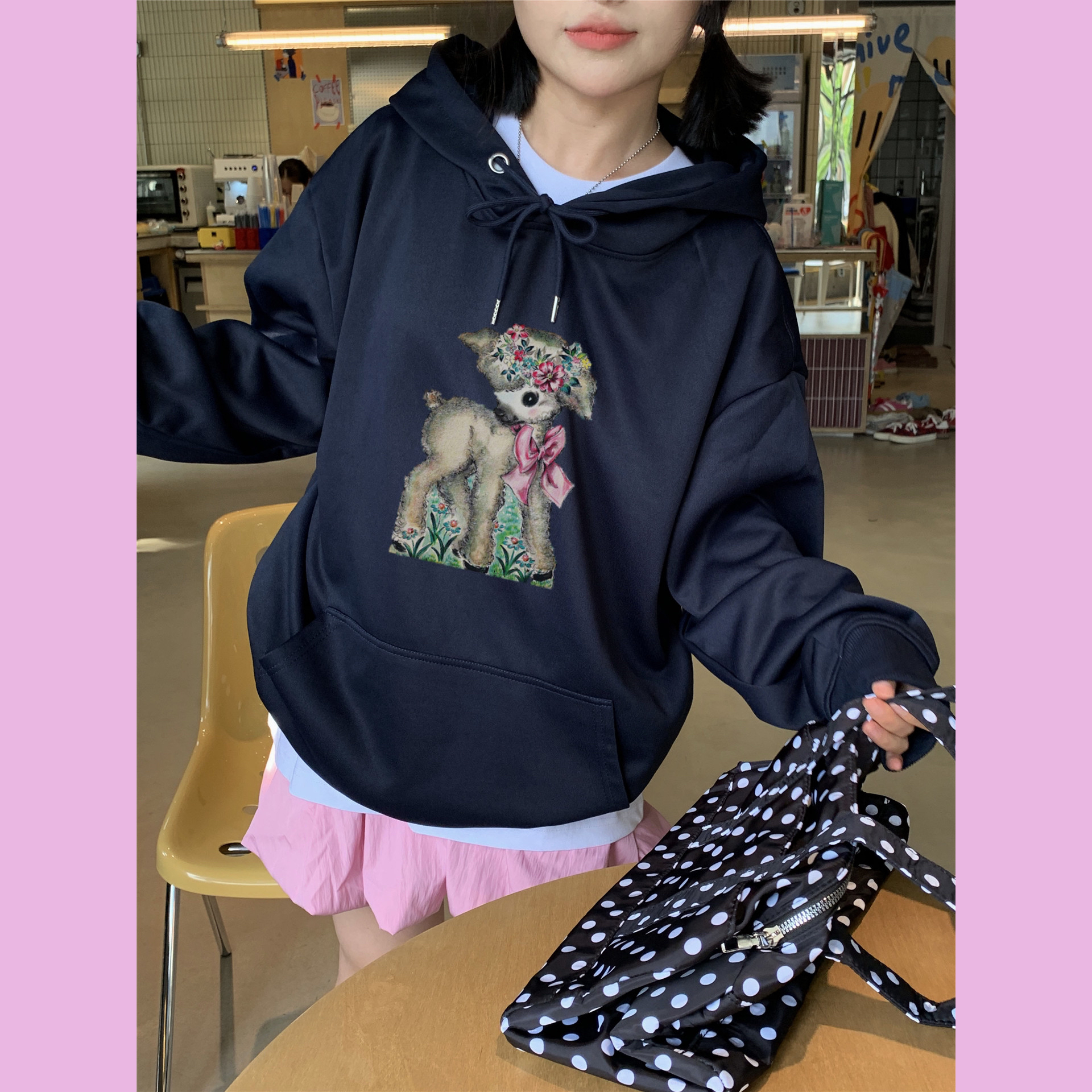 蝴蝶结连帽衫卫衣小羊卫衣