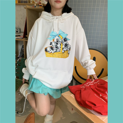 复古美式少女感蝴蝶结小狗卫衣