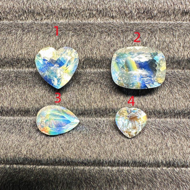 天然彩虹月光石裸石戒面吊坠心形方枕形水滴200/克拉起晶体微瑕