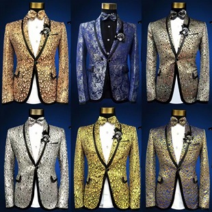 出租礼服2025新款男士西装外套修身司仪主持人演出西服套装男租赁