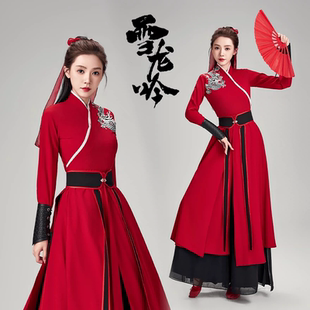 出租雪龙吟古典舞蹈演出服万疆花木兰扇子打鼓服舞侠客表演服租赁