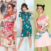 甜美古装 旗袍出租年轻少女复古中国风中秋节国潮学生短款 改良时尚