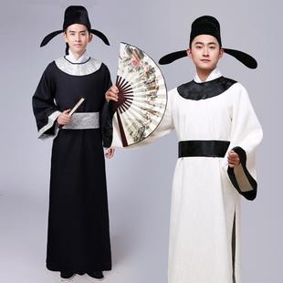 唐代古装出租李白杜甫圆领诗人服装书生演出服话剧表演书生朗诵服