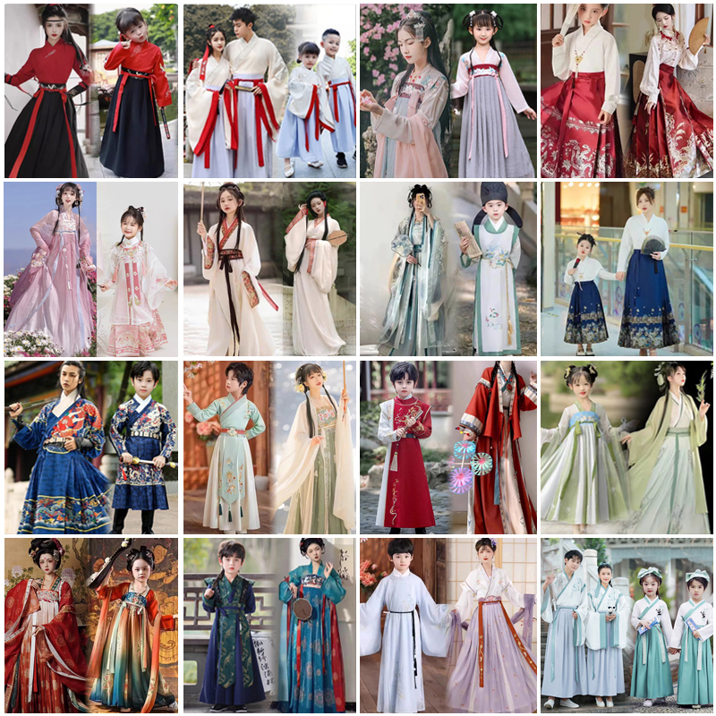 亲子汉服出租儿童母子古装文艺汇演幼儿园演出朗诵合唱表演服租赁