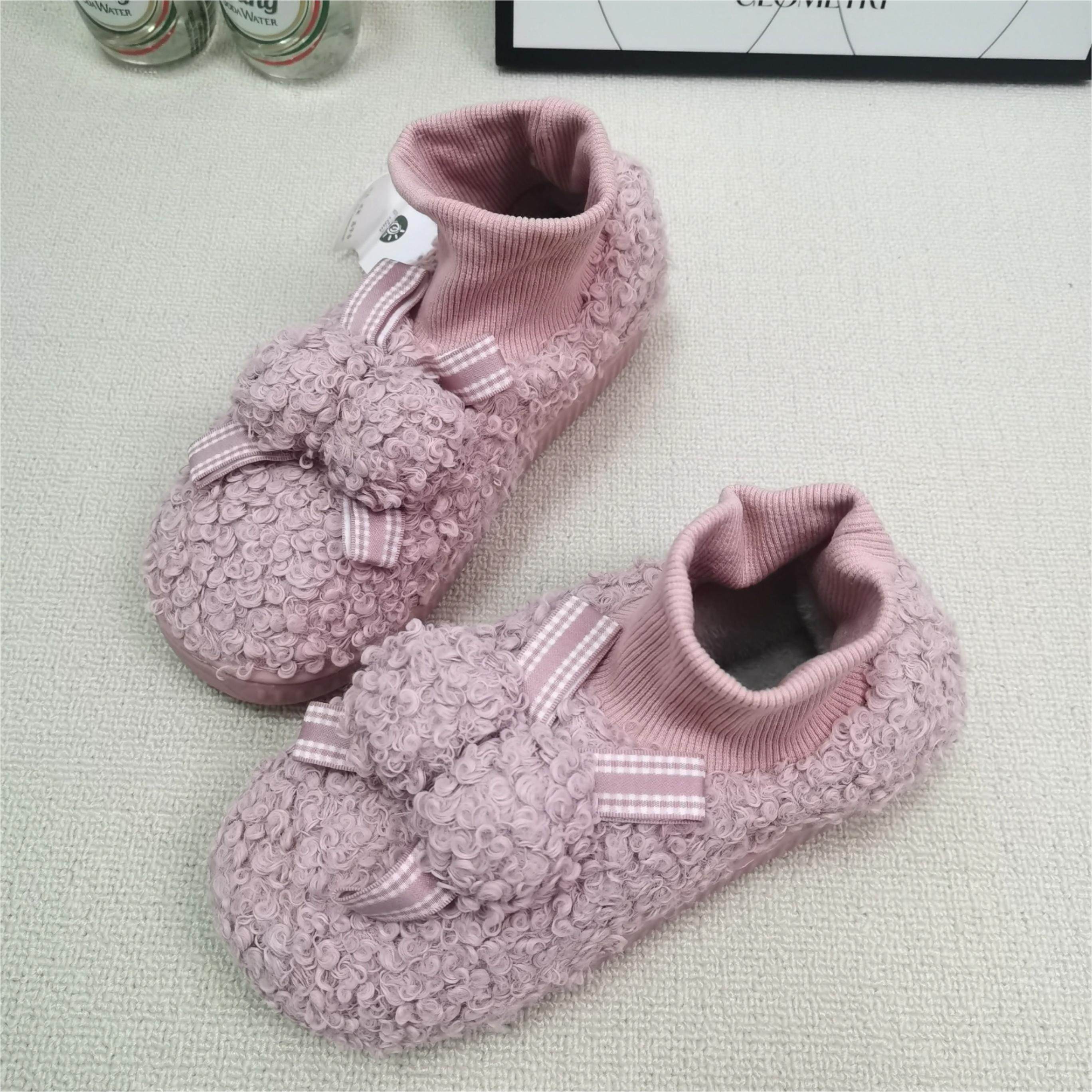 【袜口棉拖鞋】毛绒保暖毛线松紧口棉鞋女软底高包跟居家外穿冬季,居家布艺,居家棉拖/棉鞋,淘宝优惠券,粉丝福利购,淘宝优惠卷