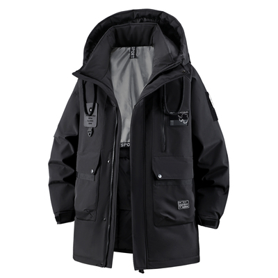 大码工装棉衣男中长款胖子加肥加大羽绒棉服2025冬季新款加厚棉袄